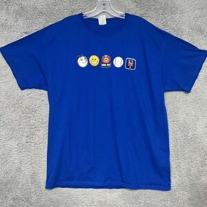 New York Mets x Dunkin Donuts T‎ Shirt Men's Size XL Blue SGA 2-Sided Emoji Tee